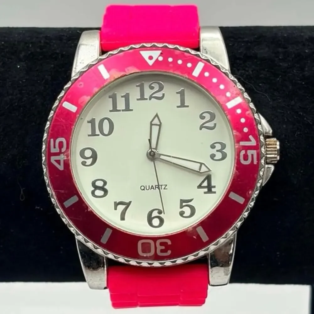 Silver & Pink Retro Watch